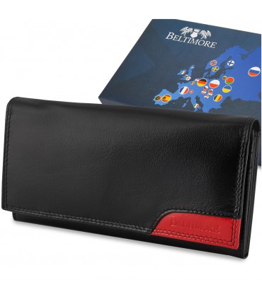 Damski skórzany portfel duży retro suwak RFiD BELTIMORE- krateczka.pl