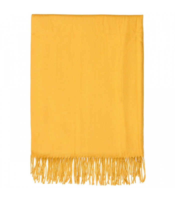 Żółty Bawełniany duży szalik damski chusta z frędzlami szal RE-19