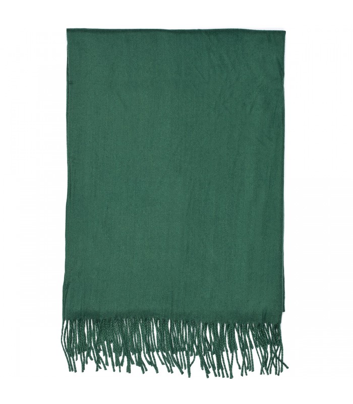 Zielony Bawełniany duży szalik damski chusta z frędzlami szal RE-19