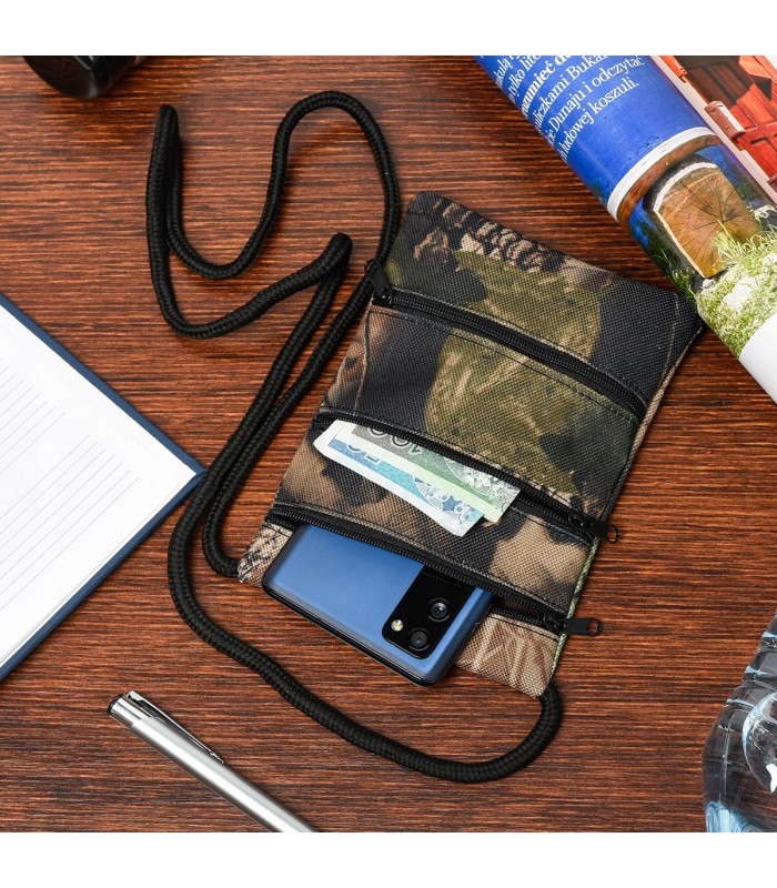 Brązowe moro Saszetka etui paszportówka duża na smartfona 3kom I41