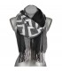 Czarny Bawełniany duży szalik damski chusta z frędzlami szal RE-62