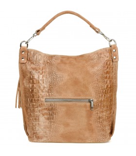 Taupe torebka skórzana zamszowa CROCO shopper | Krateczka.pl