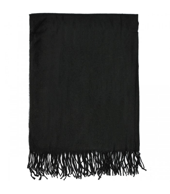 Czarny Bawełniany duży szalik damski chusta z frędzlami szal ST-6