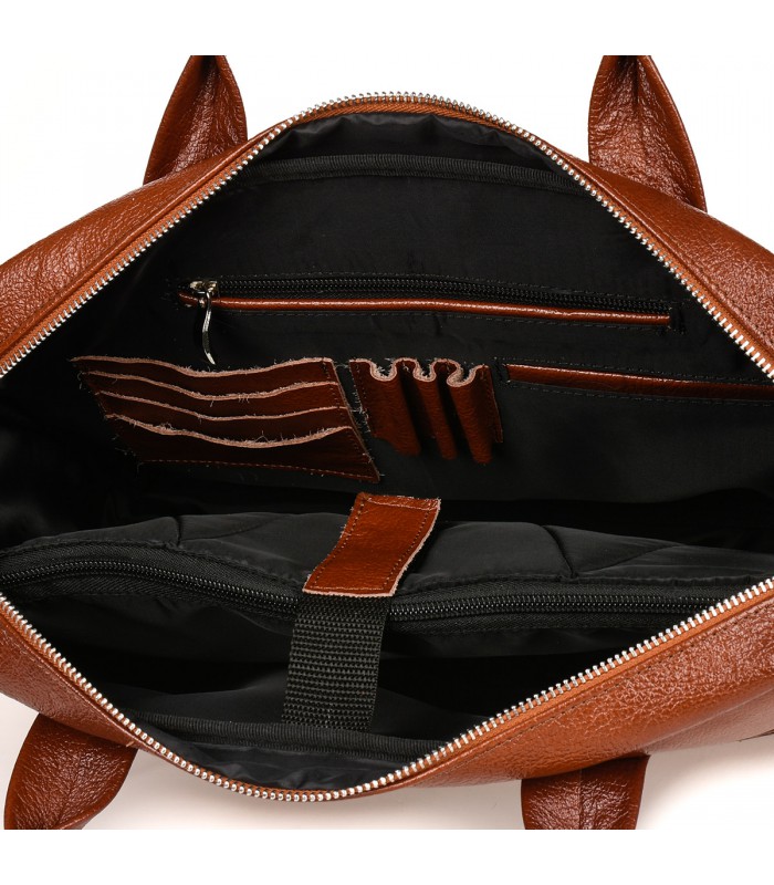 Skórzana torba na laptop duża męska pojemna premium Beltimore brązowa J13