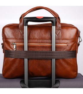 Skórzana torba na laptop premium męska brązowa - Krateczka.pl