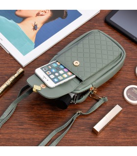 Torebka damska na telefon mini listonoszka z klapą na ramię zielona khaki ekoskóra POR-TE-3