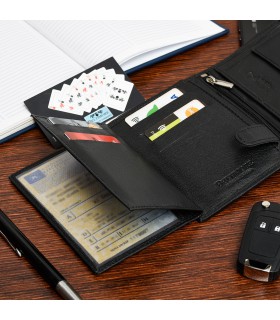 Męski portfel skórzany klasyczny RFiD czarny Beltimore D49 | Sklep Krateczka