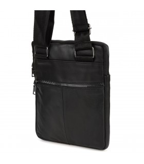 Czarna saszetka męska crossbody, skórzana raportówka na pasku