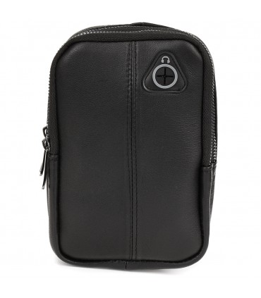 Czarna saszetka męska crossbody, skórzana raportówka na ramię