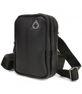 Czarna saszetka męska crossbody, skórzana raportówka na ramię