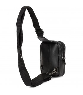 Czarna saszetka męska crossbody, skórzana raportówka na ramię