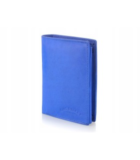 Niebieski  klasyczny skórzany  portfel Bag Street pionowy 884