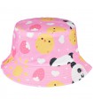 Pandy i kurczaki na różu dwustronny kapelusz dziecięcy bucket hat KAP-MD