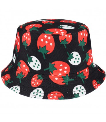 Truskawki - dwustronny kapelusz dziecięcy bucket hat - krateczka.pl