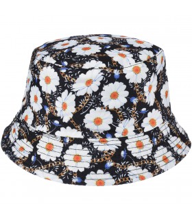 Białe i niebieskie kwiatki dwustronny kapelusz dziecięcy bucket hat KAP-MD