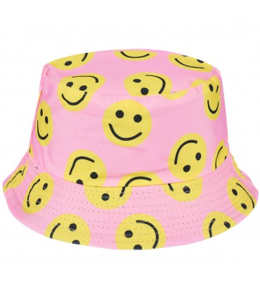 Różowy smile - dwustronny kapelusz dziecięcy bucket - Krateczka.pl