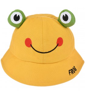 Żółty kapelusz dziecięcy żabka z regulacją bawełniany letni Kap-za-3