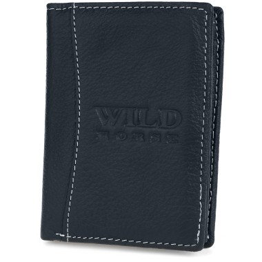 Portfel skórzany męski duży granatowy Wild Horse RFiD - krateczka.pl