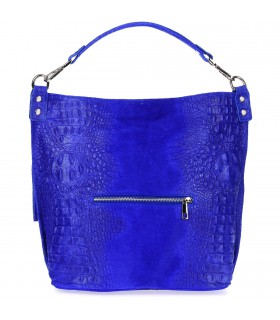 Chabrowa  torebka skórzana zamszowa CROCO shopper | Krateczka.pl