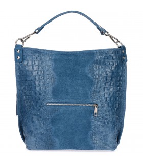 Jeansowa  torebka skórzana zamszowa CROCO shopper | Krateczka.pl