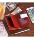Skórzany portfel damski lakierowany elegancki modny biały w czerwone pasy 826