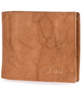 Camelowy skórzany portfel męski lekki pojemny Bag Street T41