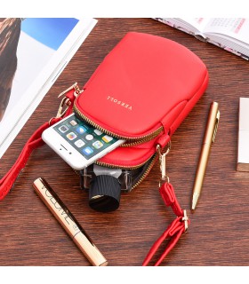 Czerwona Mała torebka damska na telefon mini listonoszka raportówka na ramię ekoskóra POR-TE-9