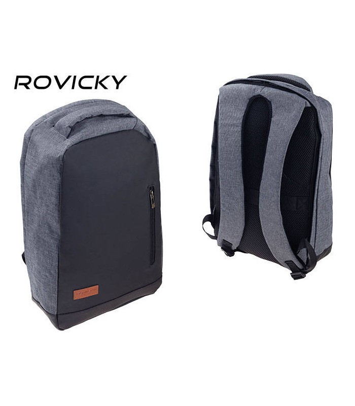 Szary plecak na laptopa lekki sportowy materiałowy pojemny duży Rovicky NB9750