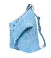 Błękitny plecak damski zamszowy skórzany na ramię Włoski W14