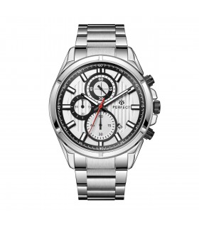 Srebrny elegancki zegarek męski bransoleta duży solidny Perfect CH03M