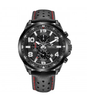 Czarny zegarek męski pasek duży solidny Perfect CH05L