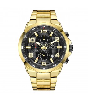 Złoty zegarek męski bransoleta duży solidny Perfect CH05M