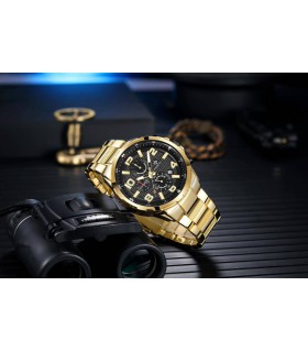 Złoty zegarek męski bransoleta duży solidny Perfect CH05M