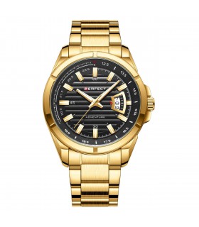 Złoty zegarek męski bransoleta duży solidny Perfect M102