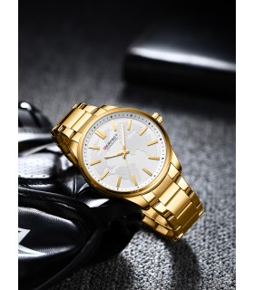Złoty zegarek męski bransoleta duży solidny Perfect M106