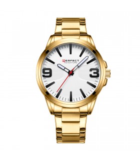 Złoty zegarek męski bransoleta duży solidny Perfect M114