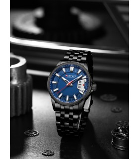 Czarny zegarek męski bransoleta duży solidny Perfect M144