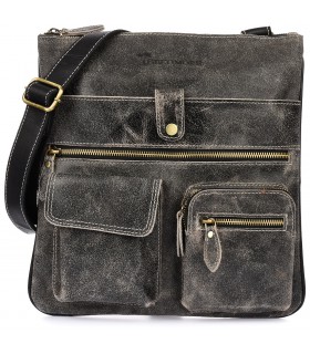 Czarna skórzana torba męska na ramię vintage raportówka Beltimore M05
