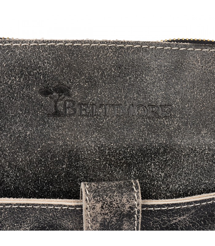 Czarna skórzana torba męska na ramię vintage raportówka Beltimore M05