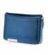 Skórzany portfel damski poziomy mały lakierowany niebieski 897